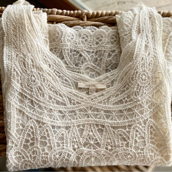 Mystree Bohemian Style Lace Cream Tank Top One Size - Picture 9 of 11